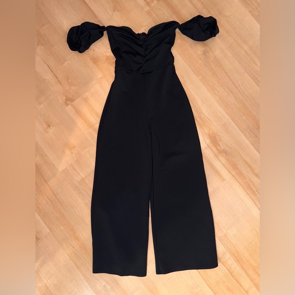 Lulus Dress To Impress Off the Shoulder  Jumpsuit XS Black